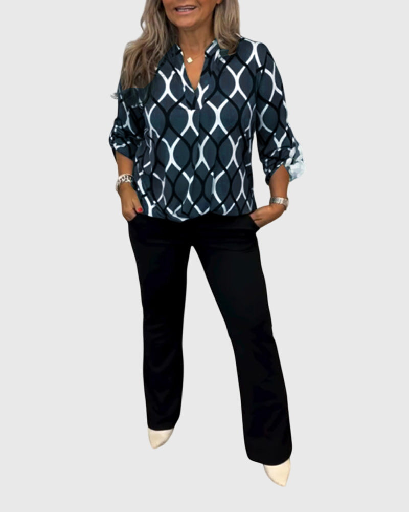 Pippa | Casual Long Sleeve Patterned Blouse
