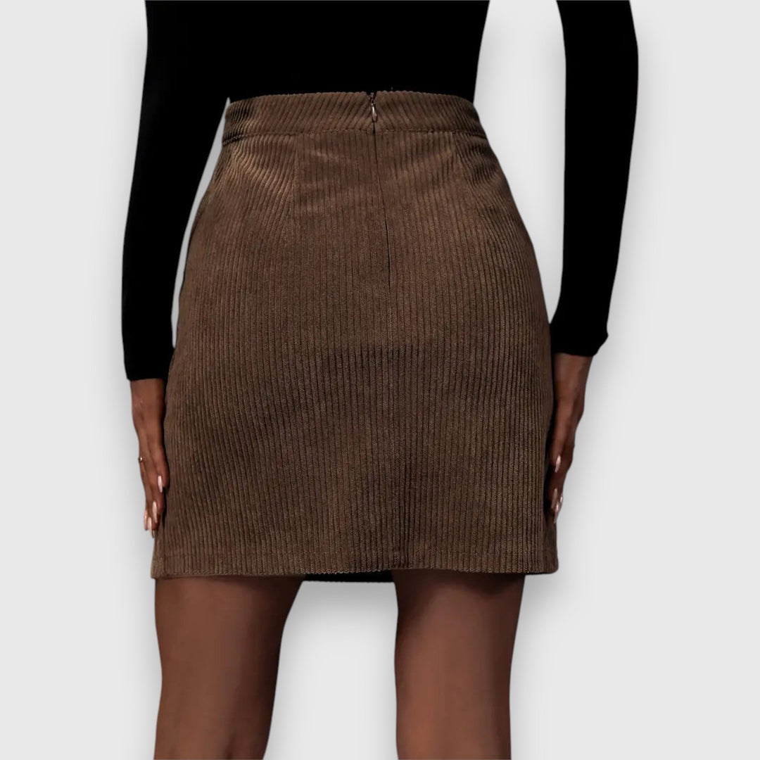 Libby | Cord Skirt with Front Slit