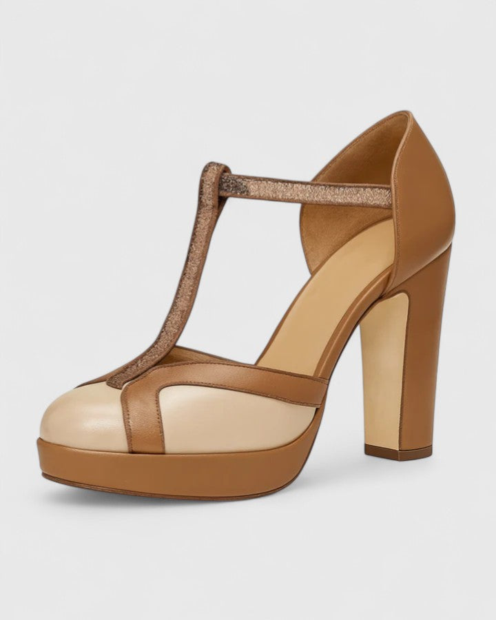 Nadia | Vintage T-Strap Heels with Wide Heel