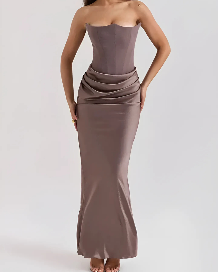 Claire | Draped Maxi Dress for Wedding Guests