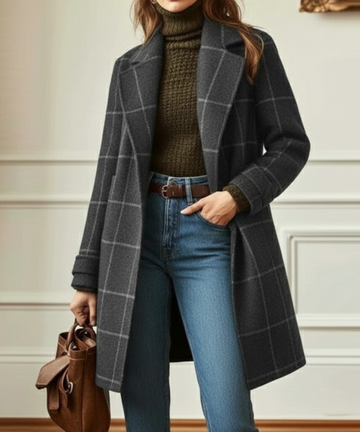 Jennifer Wool Check Coat