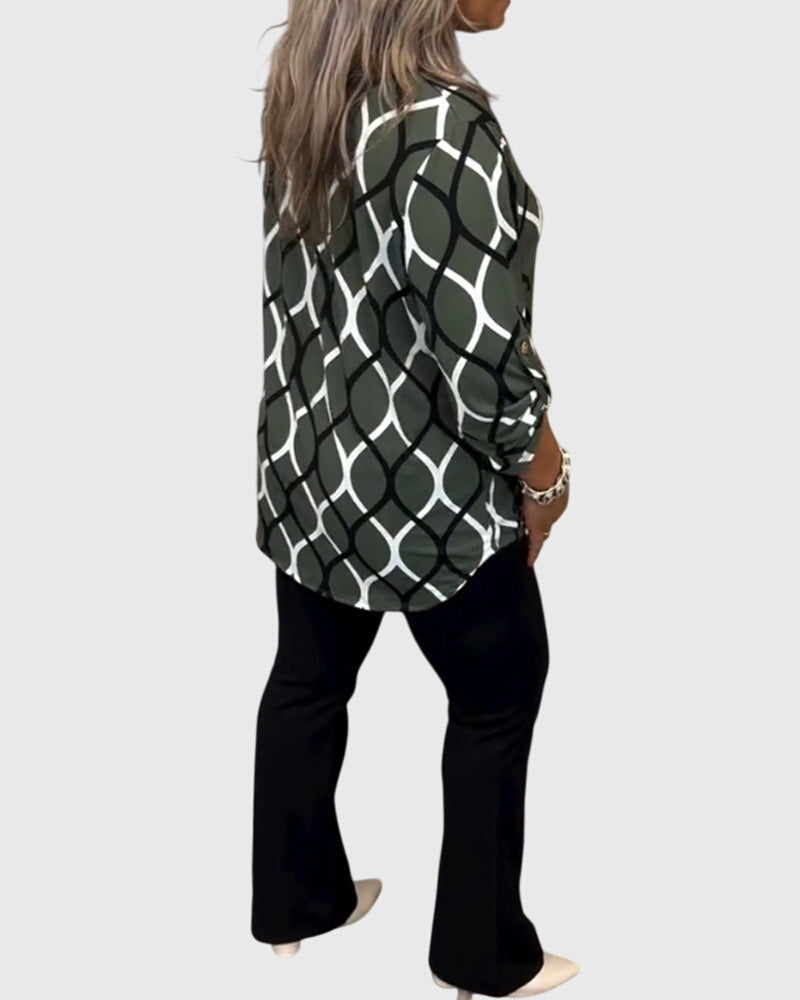 Pippa | Casual Long Sleeve Patterned Blouse