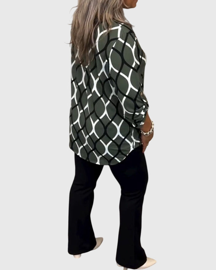 Pippa | Casual Long Sleeve Patterned Blouse