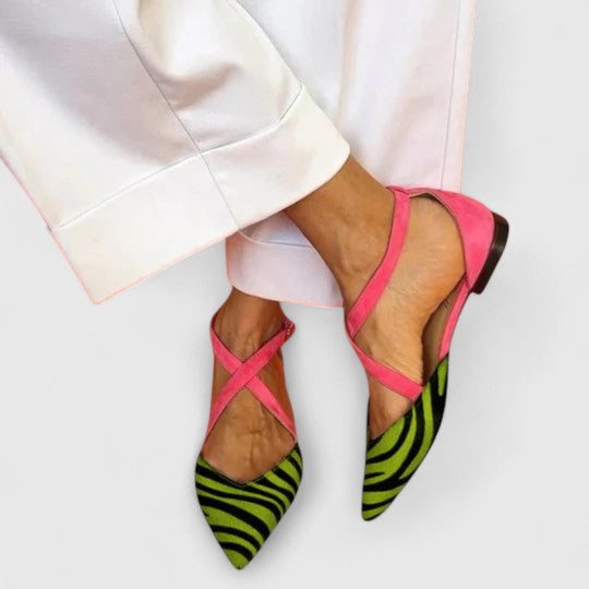 Eleanor | Zebra Print Ballet Flats with Straps