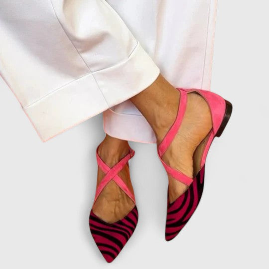 Eleanor | Zebra Print Ballet Flats with Straps