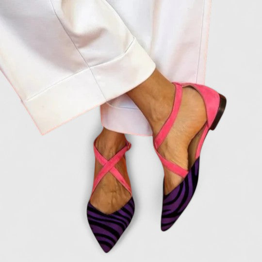 Eleanor | Zebra Print Ballet Flats with Straps