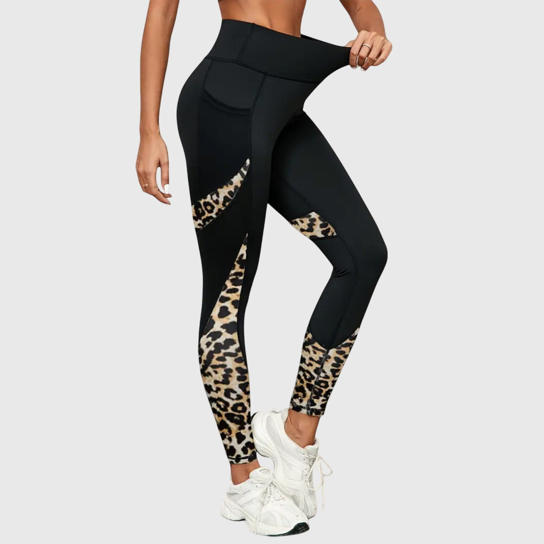 High-Waisted Leopard Print Training Trousers