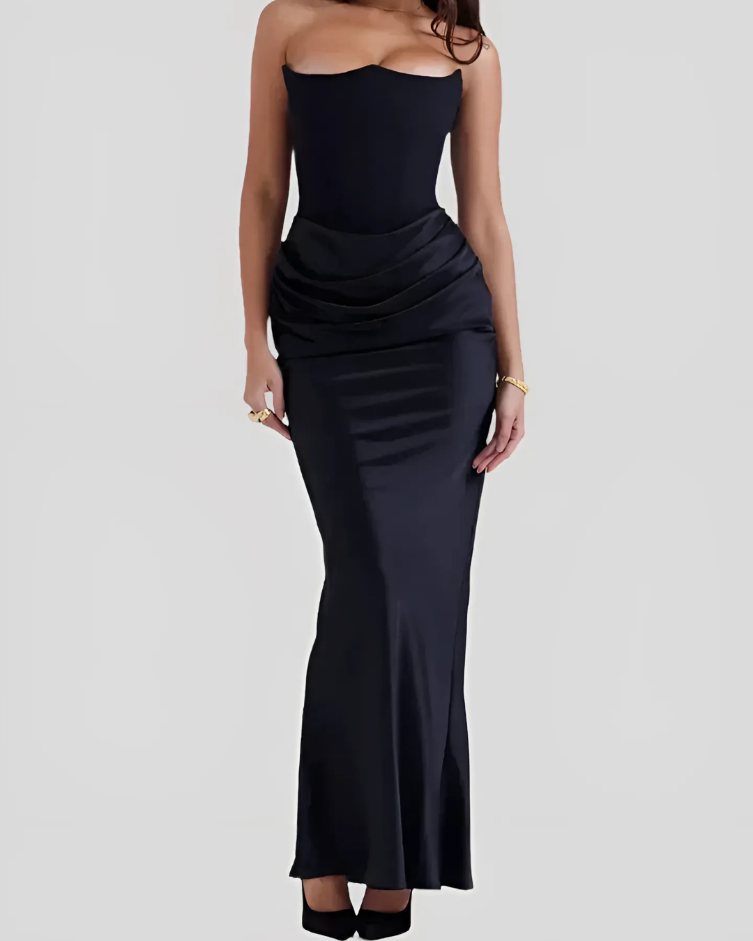 Claire | Draped Maxi Dress for Wedding Guests