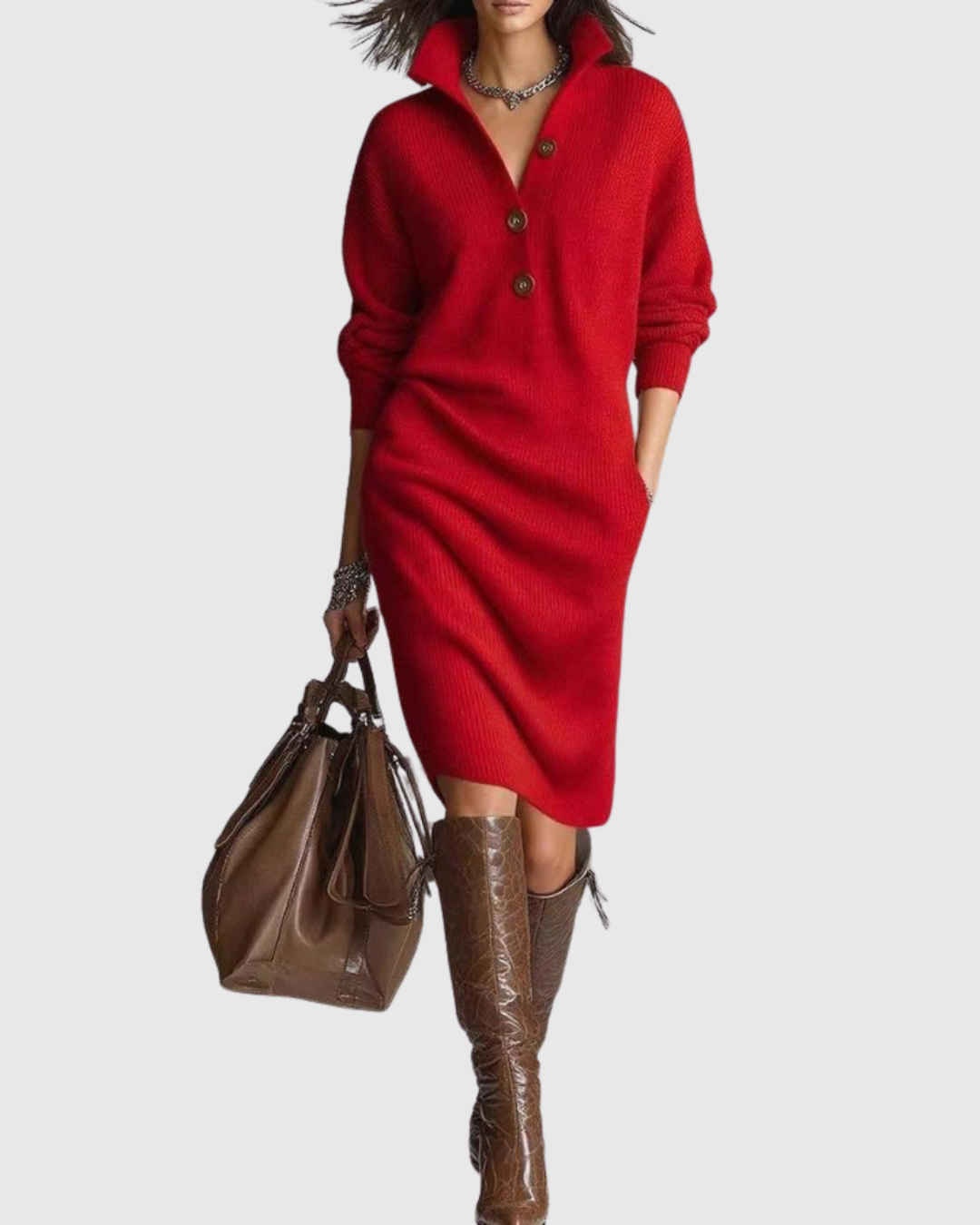 Arianell | Pure Wool Winter Knit Midi Dress