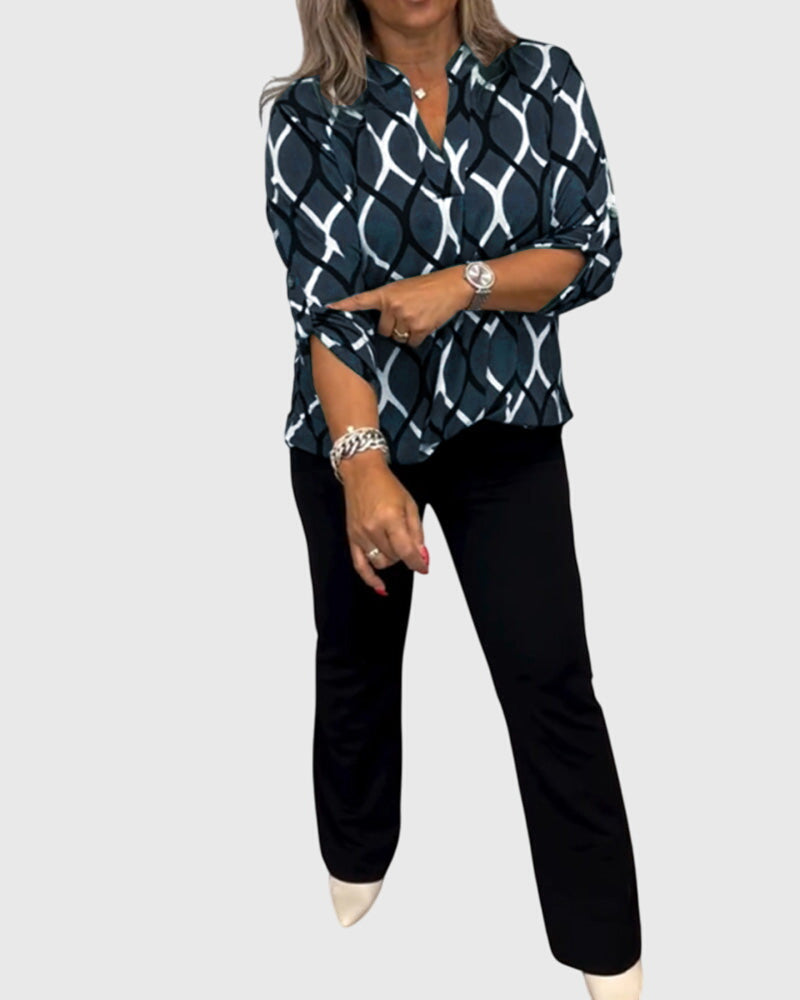 Pippa | Casual Long Sleeve Patterned Blouse
