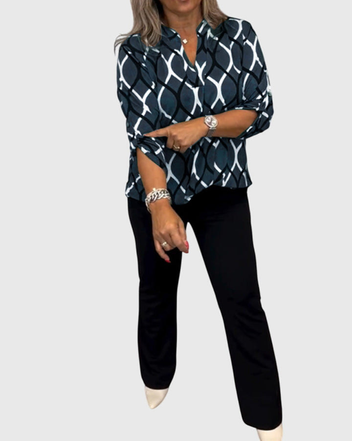 Pippa | Casual Long Sleeve Patterned Blouse