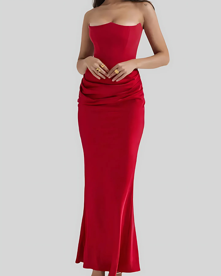 Claire | Draped Maxi Dress for Wedding Guests