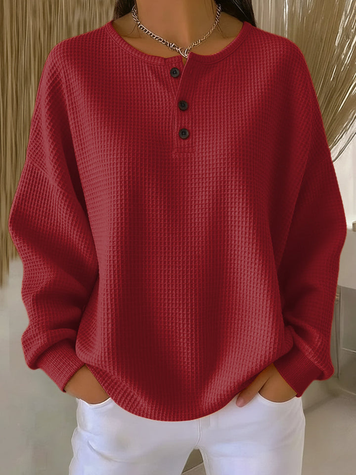Elodie | Henley-Collar Jumper with Easy Fit