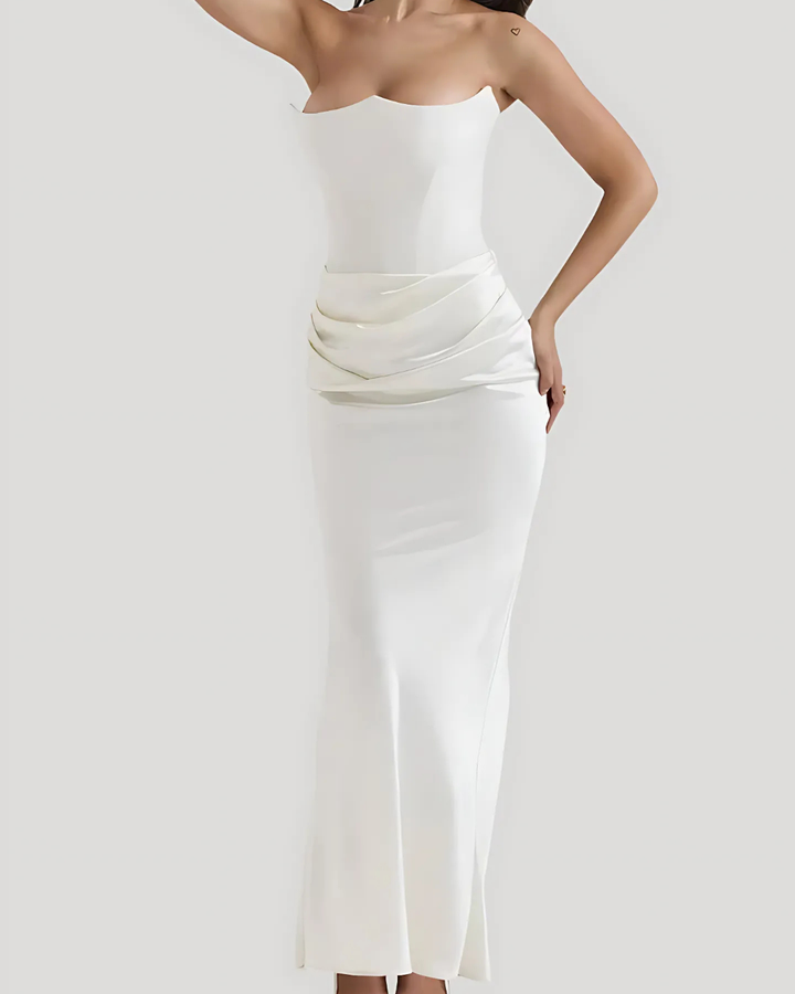 Claire | Draped Maxi Dress for Wedding Guests