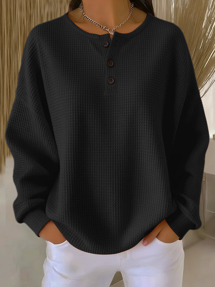 Elodie | Henley-Collar Jumper with Easy Fit