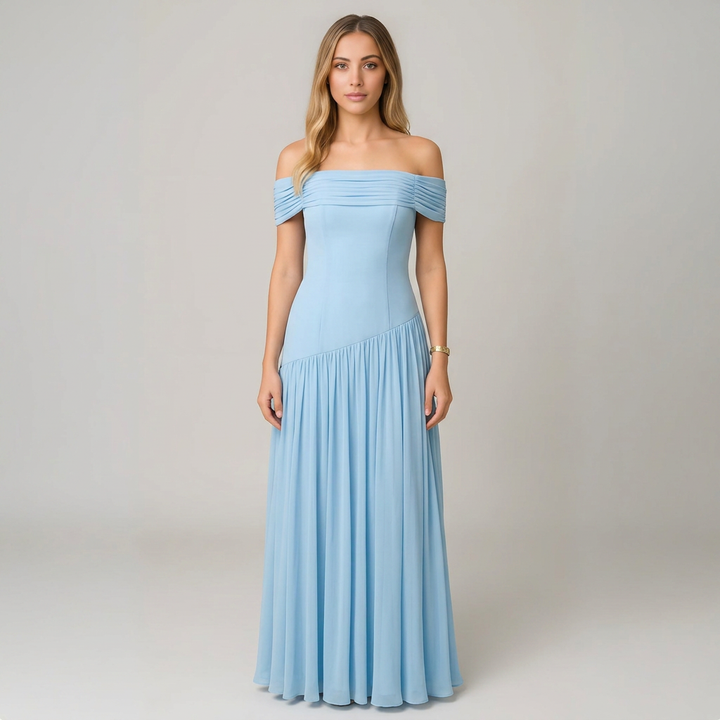 Bella | Off-Shoulder Pleated Maxi Dress