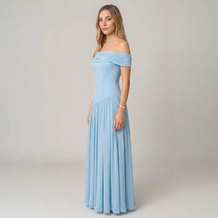 Bella | Off-Shoulder Pleated Maxi Dress