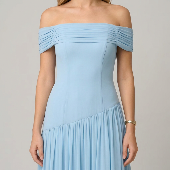 Bella | Off-Shoulder Pleated Maxi Dress