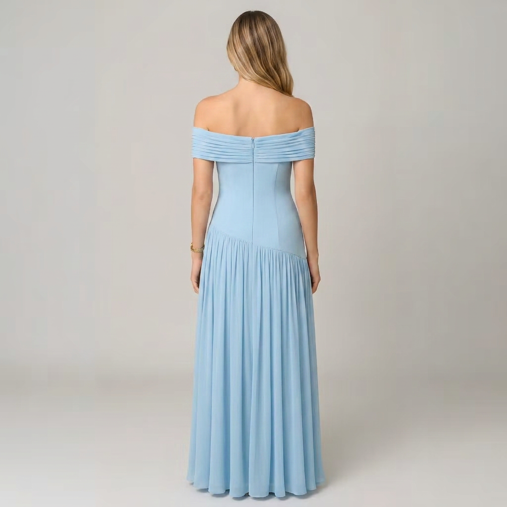 Bella | Off-Shoulder Pleated Maxi Dress