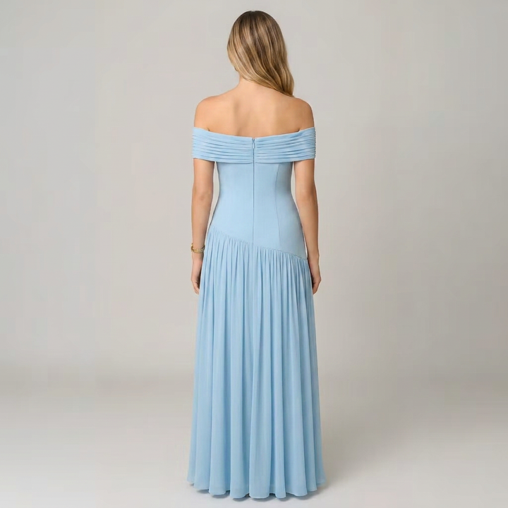 Bella | Off-Shoulder Pleated Maxi Dress