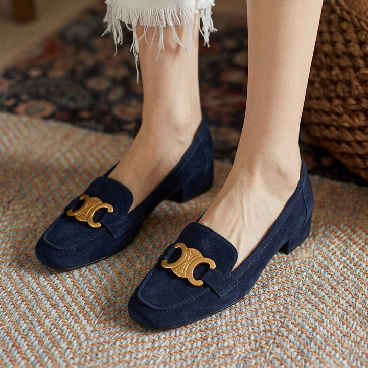 Heidi | Suede-Look Loafers with Gold-Tone Detail