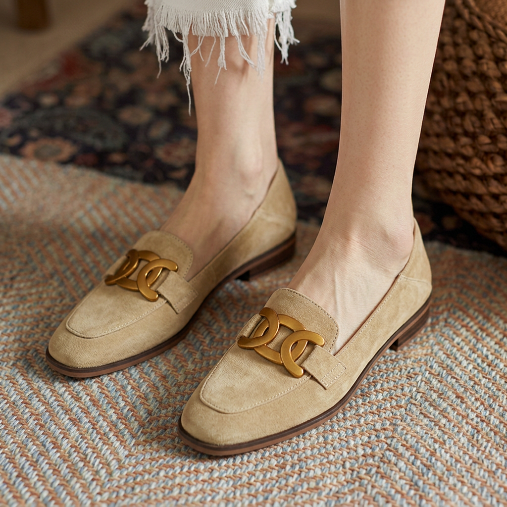 Heidi | Suede-Look Loafers with Gold-Tone Detail