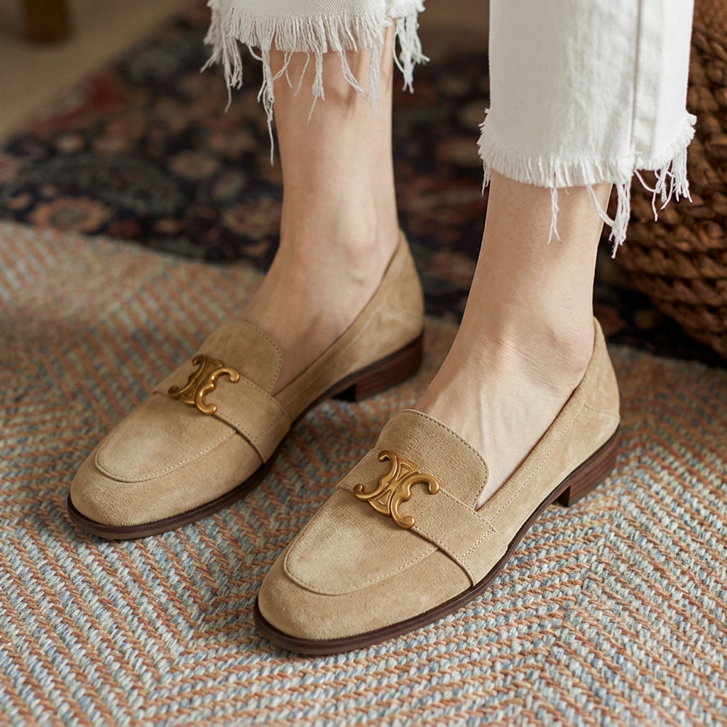 Heidi | Suede-Look Loafers with Gold-Tone Detail