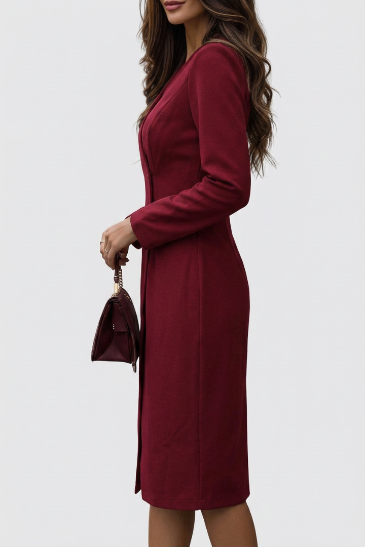 Evie | Wrap-Style Buttoned Midi Dress