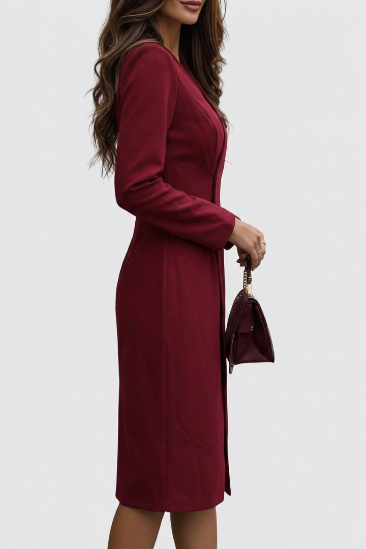 Evie | Wrap-Style Buttoned Midi Dress
