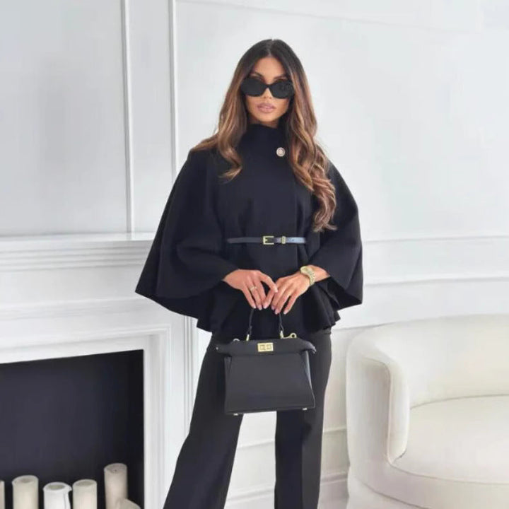 Hattie | Cozy High Neck Buttoned Cape