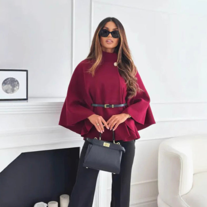 Hattie | Cozy High Neck Buttoned Cape