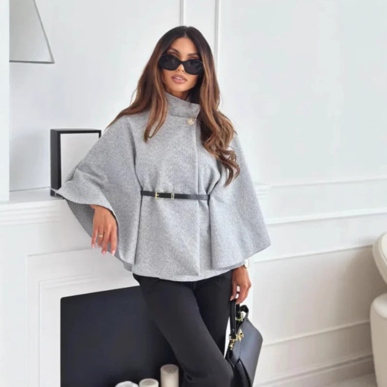 Hattie | Cozy High Neck Buttoned Cape