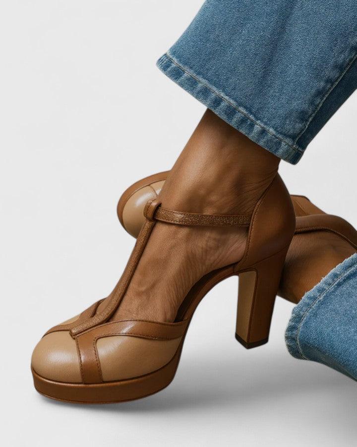 Nadia | Vintage T-Strap Heels with Wide Heel
