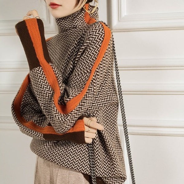 Matilda | High-Collar Jumper with Contrast Stripes