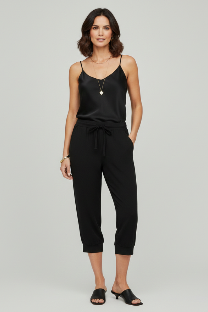 Audrey | Capri Trousers with Drawstring Waist and Pockets