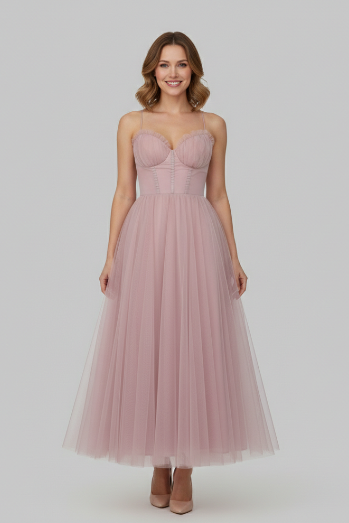 Grace | Strapless Maxi Dress with Layered Tulle Skirt
