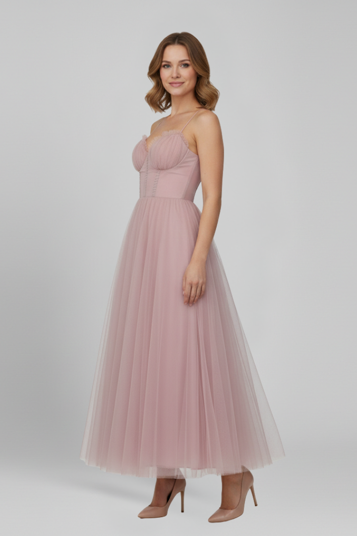 Grace | Strapless Maxi Dress with Layered Tulle Skirt