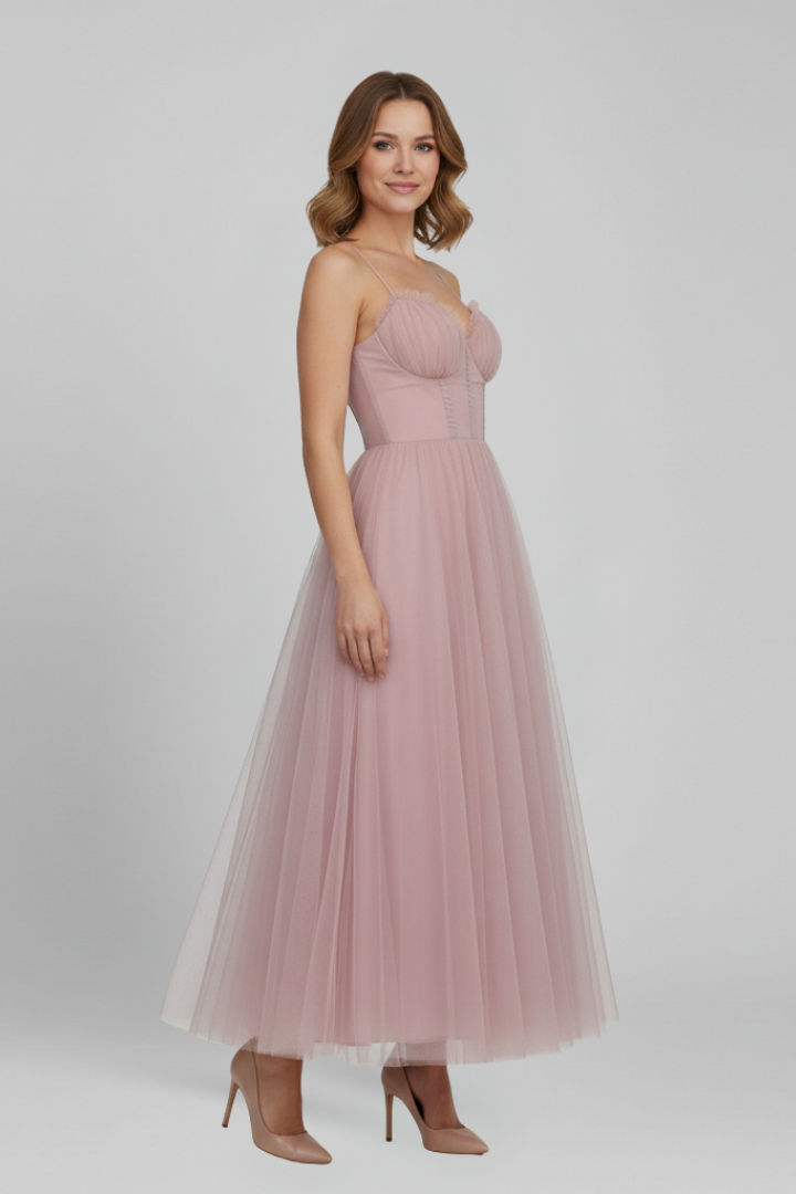Grace | Strapless Maxi Dress with Layered Tulle Skirt