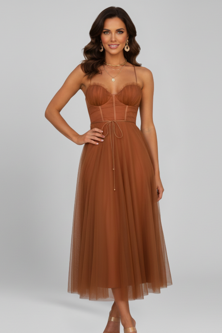 Grace | Strapless Maxi Dress with Layered Tulle Skirt