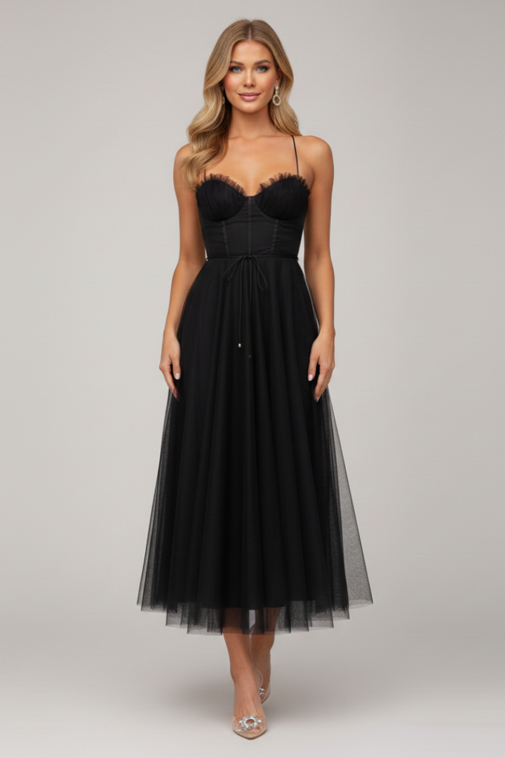 Grace | Strapless Maxi Dress with Layered Tulle Skirt