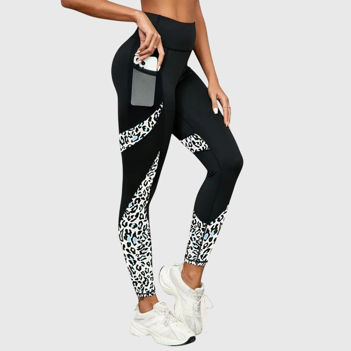 High-Waisted Leopard Print Training Trousers
