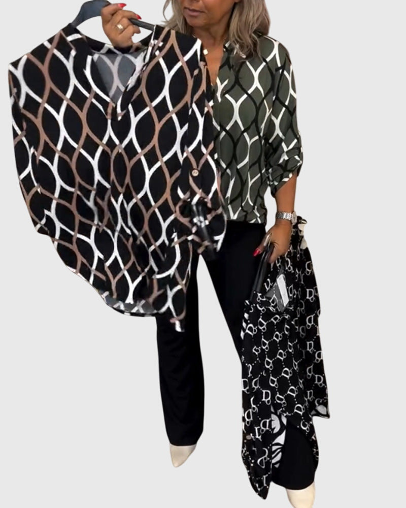 Pippa | Casual Long Sleeve Patterned Blouse