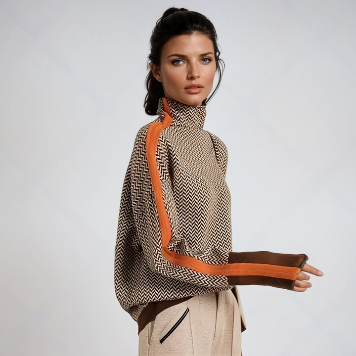 Matilda | High-Collar Jumper with Contrast Stripes