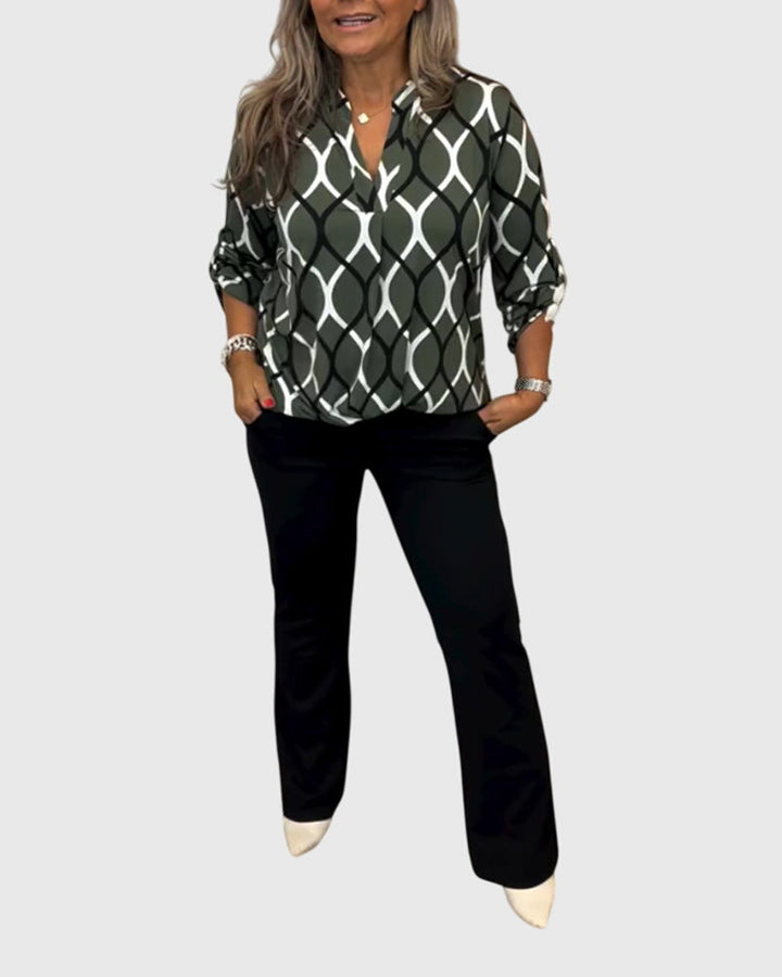 Pippa | Casual Long Sleeve Patterned Blouse