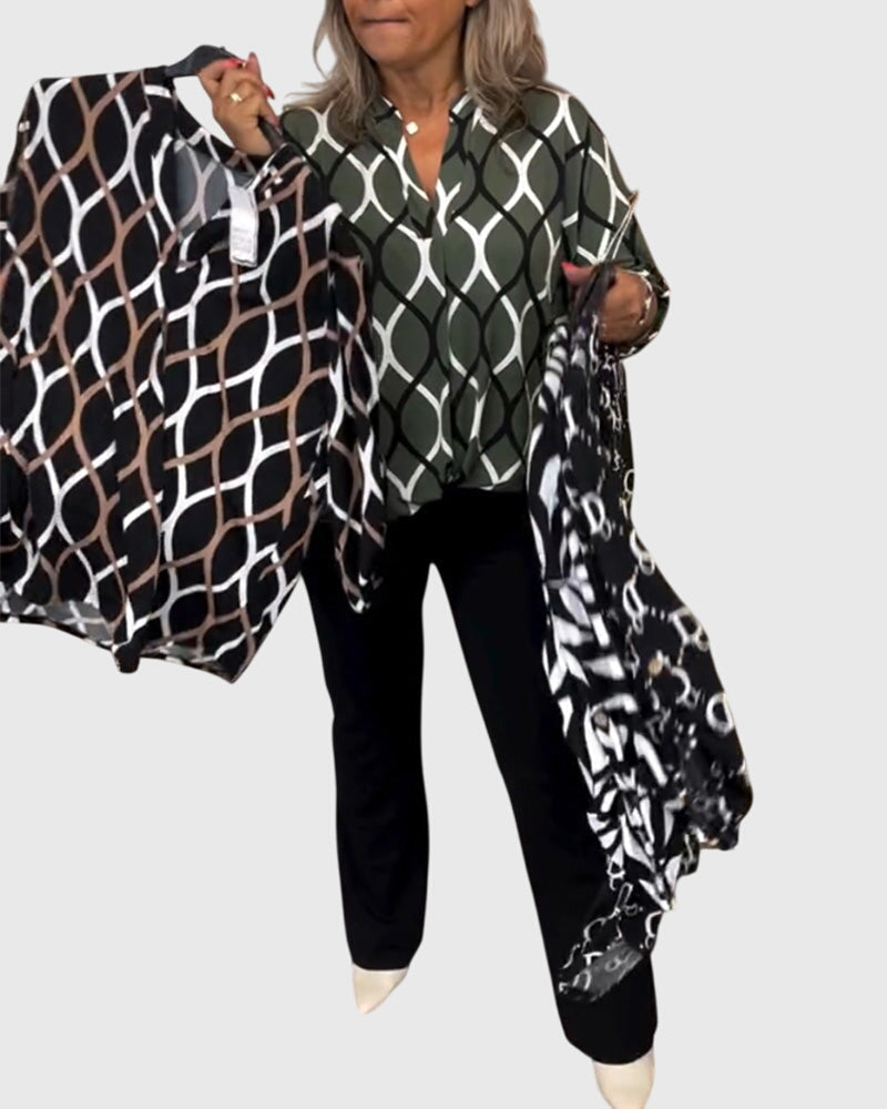 Pippa | Casual Long Sleeve Patterned Blouse