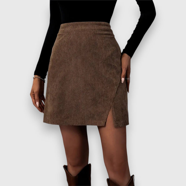 Libby | Cord Skirt with Front Slit
