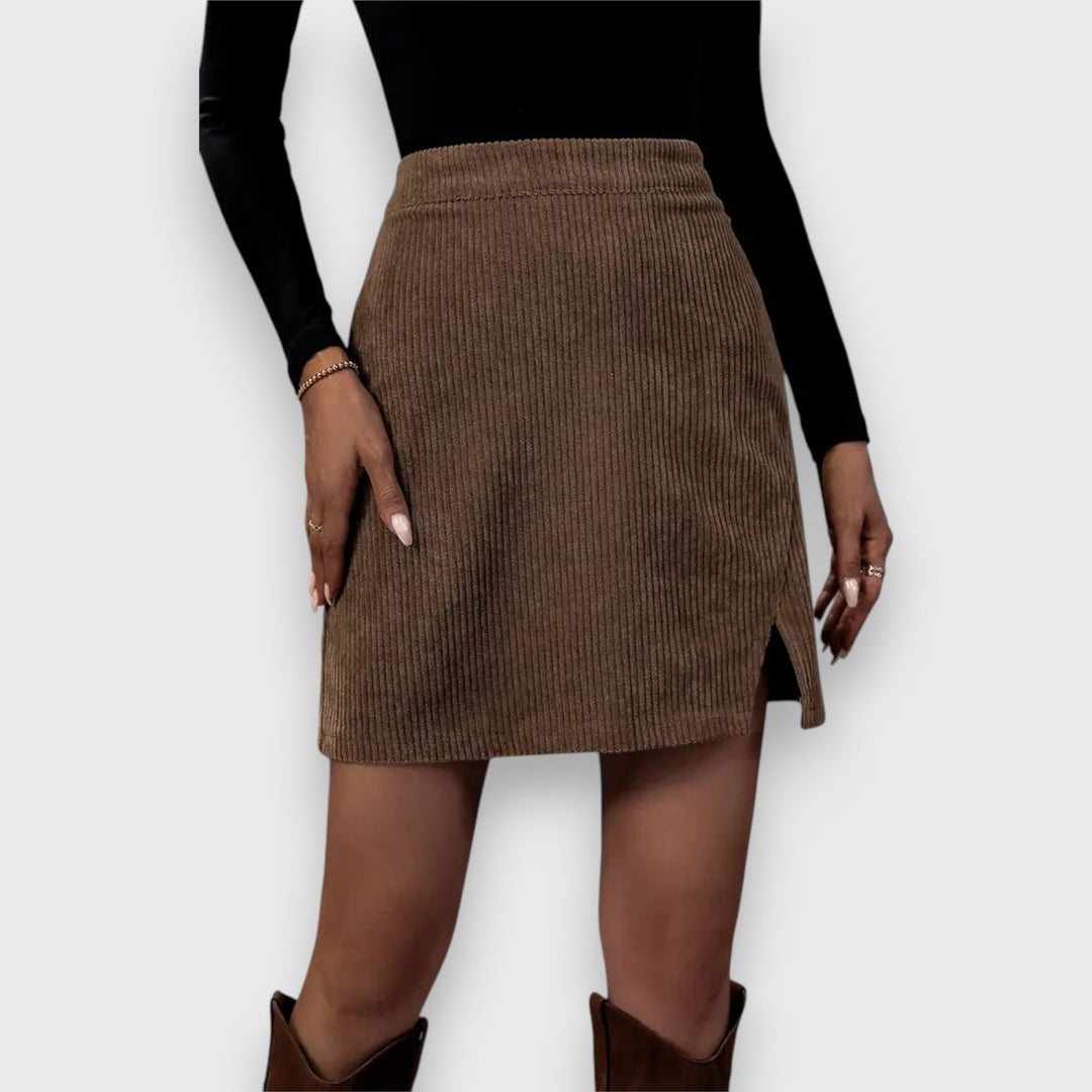 Libby | Cord Skirt with Front Slit