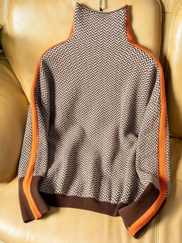 Matilda | High-Collar Jumper with Contrast Stripes