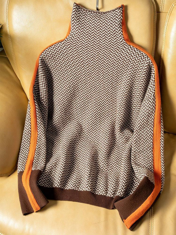 Matilda | High-Collar Jumper with Contrast Stripes