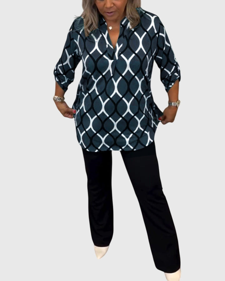 Pippa | Casual Long Sleeve Patterned Blouse